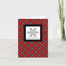 Snowflake Red Black Pset-Kaart voor kerstmis