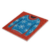 Snowflake Red Blue Ugly Sweater Fun Holiday Tile Tegeltje (Zijkant)