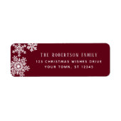 Snowflake Red Christmas Holiday Return Address Etiket (Voorkant)