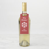Snowflake Red en White met prettige kerst Flessenhanger (Op fles)