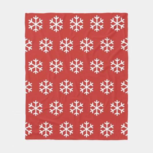 Snowflake Red Fleece Blanket Deken (Voorkant)