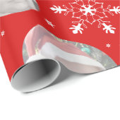 Snowflake red foto foto kerstfoto cadeaupapier (Rol Hoek)