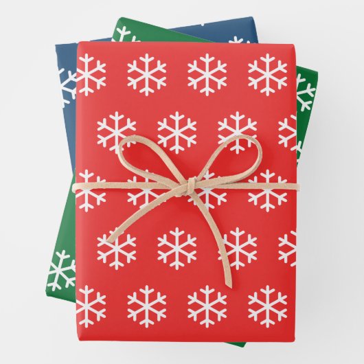 Snowflake Red, Green and Blue Kerstmis Inpakpapier Vel (In situ)