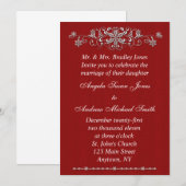 Snowflake Red Invitation Kaart (Voorkant / Achterkant)