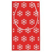 Snowflake Red kerstcadeautas Klein Cadeauzakje (Achterkant)