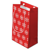 Snowflake Red kerstcadeautas Klein Cadeauzakje (Achterkant Gekanteld)