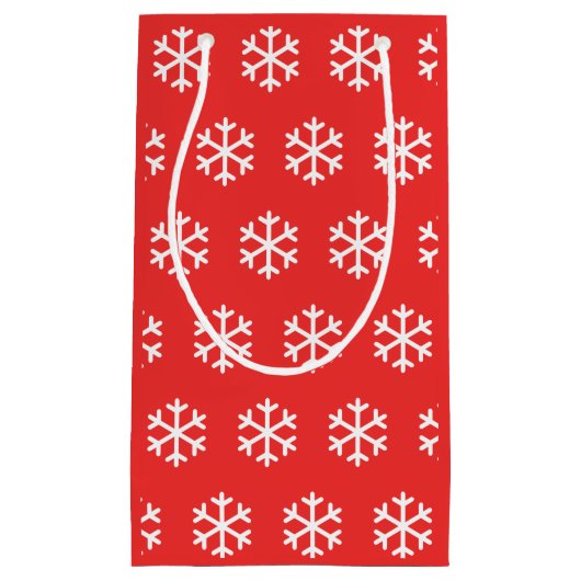 Snowflake Red kerstcadeautas Klein Cadeauzakje (Voorkant)