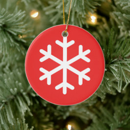 Snowflake Red Kerstkeramisch Ornament