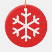 Snowflake Red Kerstkeramisch Ornament (Achterkant)