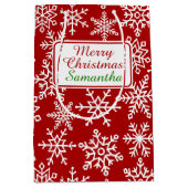 Snowflake Red Kerstmis Medium Cadeauzakje (Voorkant)