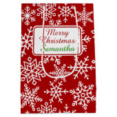 Snowflake Red Kerstmis Medium Cadeauzakje (Achterkant)