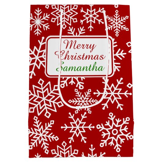 Snowflake Red Kerstmis Medium Cadeauzakje (Achterkant)