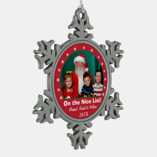 Snowflake Red Photo Ornament (Links)