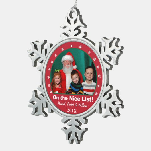 Snowflake Red Photo Ornament (Rechts)