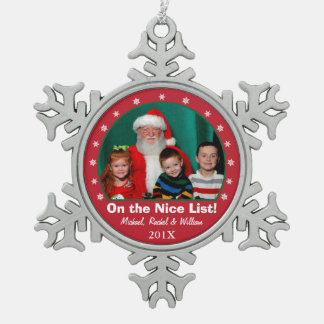 Snowflake Red Photo Ornament