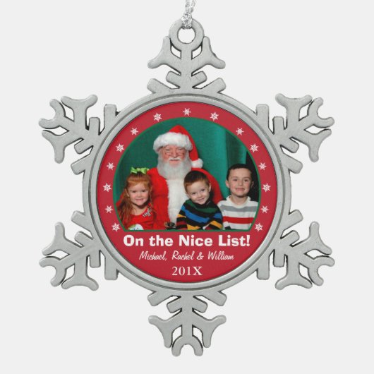 Snowflake Red Photo Ornament (Voorkant)