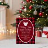 Snowflake Red Plaid Merry Little Baby Shower Kaart