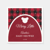 Snowflake Red Plaid Merry Little Baby Shower Servet (Voorkant)