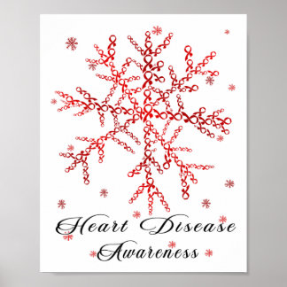 Snowflake Red Ribbon voor het Bewustzijn van Hartz Poster