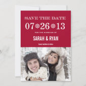 Snowflake Red Save the Date Photo Invitations (Voorkant)