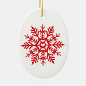 Snowflake Red Scandinavische kerstboomkunst Keramisch Ornament (Achterkant)