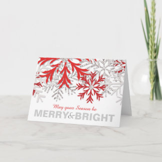 Snowflake Red Silver Winter Holiday Card Feestdagen Kaart