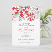 Snowflake Red Silver Winter Vrijgezellenfeest Kaart (Staand voorkant)