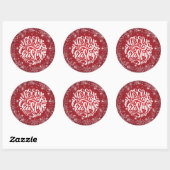 Snowflake Red Sparkle Ronde Sticker (Vel)