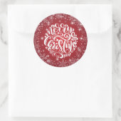 Snowflake Red Sparkle Ronde Sticker (Tas)