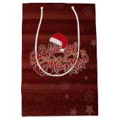 Snowflake Red Stripes met kerstcadeaus voor pet Medium Cadeauzakje (Voorkant)