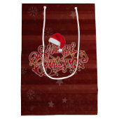 Snowflake Red Stripes met kerstcadeaus voor pet Medium Cadeauzakje (Achterkant)