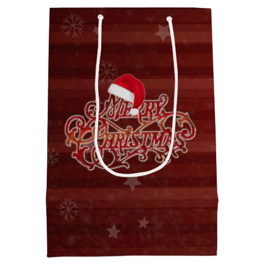 Snowflake Red Stripes met kerstcadeaus voor pet Medium Cadeauzakje (Achterkant)