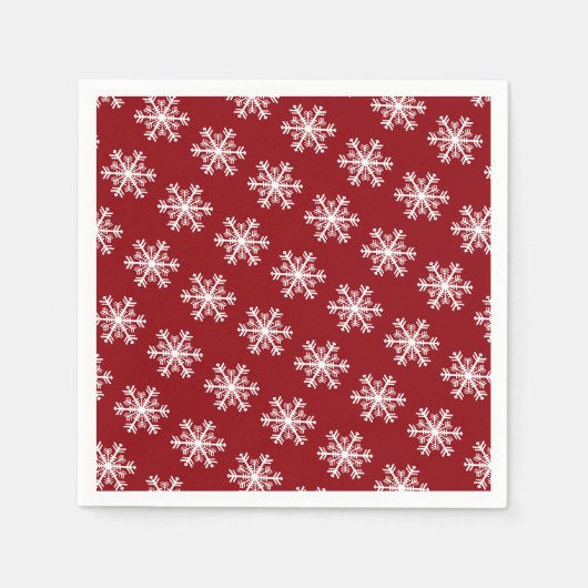 Snowflake Red & White Servetten (Voorkant)