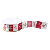 Snowflake Red White Stripe Kerstmis Patroon Satijnen Lint (Spoel)