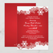 Snowflake red white winter bruiloft vrijgezellenfe kaart (Voorkant / Achterkant)