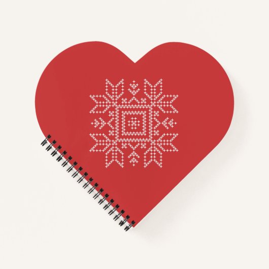 Snowflake red xmas breinpatroon notitieboek (Voorkant)