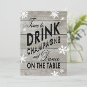 Snowflake Rehearsal Dinner Time to Drink Champagne Kaart (Staand voorkant)