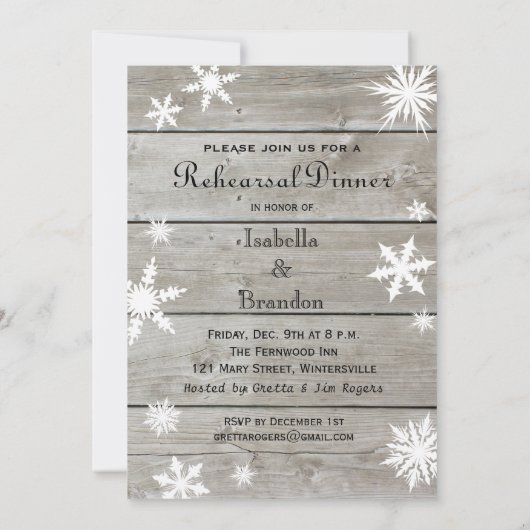 Snowflake Rehearsal Dinner Time to Drink Champagne Kaart (Achterkant)