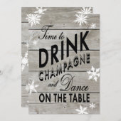 Snowflake Rehearsal Dinner Time to Drink Champagne Kaart (Voorkant / Achterkant)