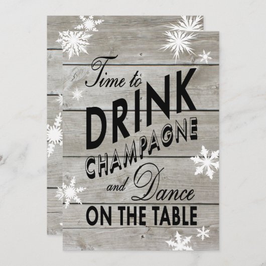 Snowflake Rehearsal Dinner Time to Drink Champagne Kaart (Voorkant / Achterkant)