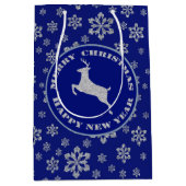 Snowflake Reindeer, gepersonaliseerd Medium Cadeauzakje (Voorkant)