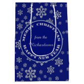 Snowflake Reindeer, gepersonaliseerd Medium Cadeauzakje (Achterkant)