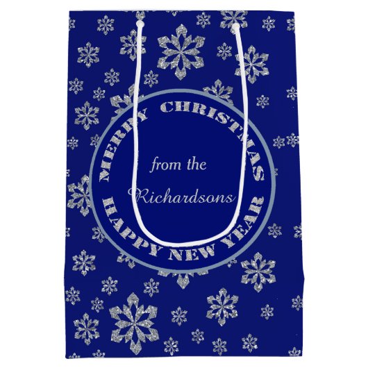 Snowflake Reindeer, gepersonaliseerd Medium Cadeauzakje (Achterkant)