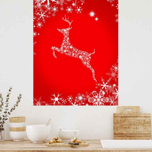 Snowflake Reindeer Poster (Keuken)