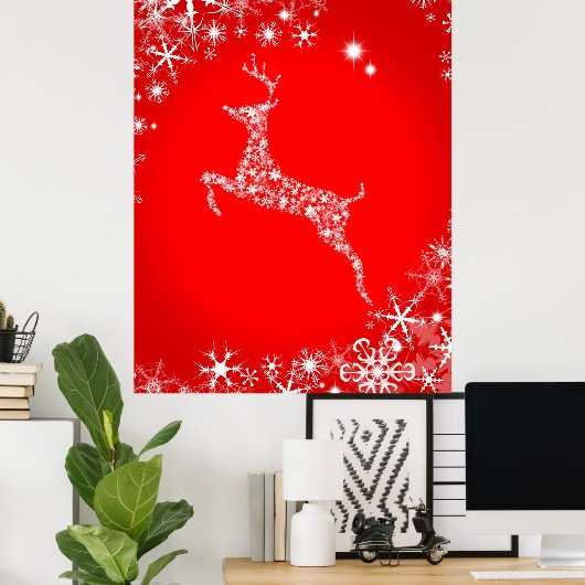 Snowflake Reindeer Poster (Thuiskantoor)