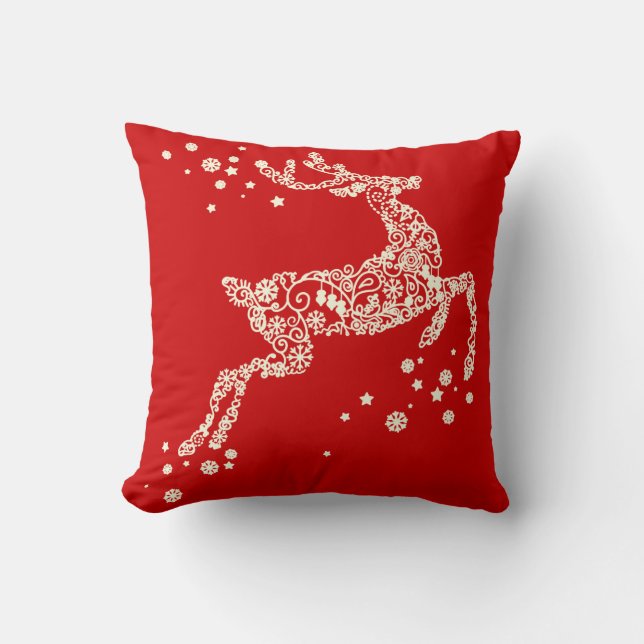 Snowflake Reindeer reversibele kerstmis Kussen (Voorkant)