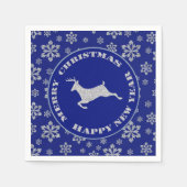 Snowflake Reindeer Silver Blue Servet (Voorkant)