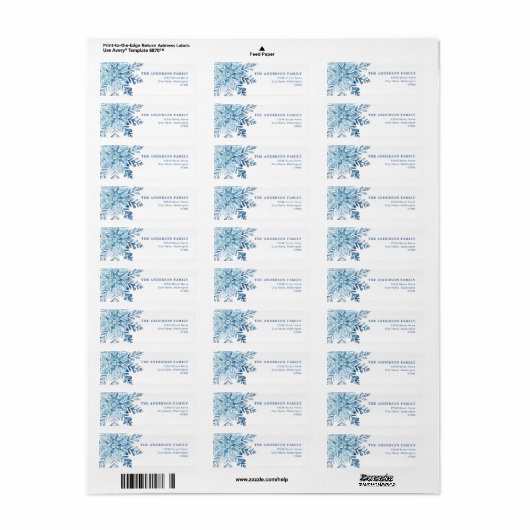 Snowflake Return Address Labels (Full Sheet)
