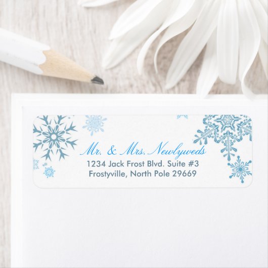 Snowflake Return Address Labels (Malibu Silver) (Insitu)