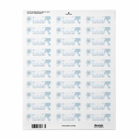 Snowflake Return Address Labels (Malibu Silver) (Full Sheet)